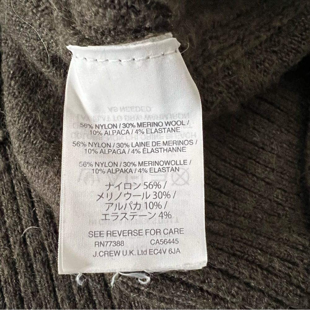 J Crew Sweater Womens XS Green Tight Knit V Neck Split Hem Merino Wool Alpaca - Picture 10 of 14